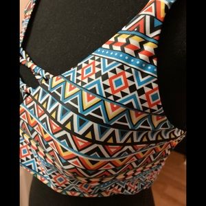 Colorful Aztec SWIMWEAR Top Size Large NEW Beach!